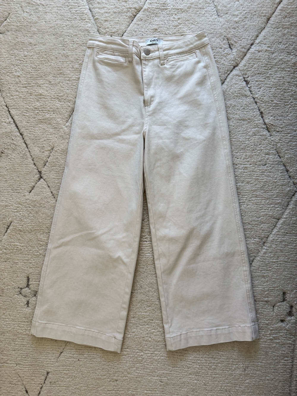 Oat New York Wide Leg Cream Ankle Pants size 28